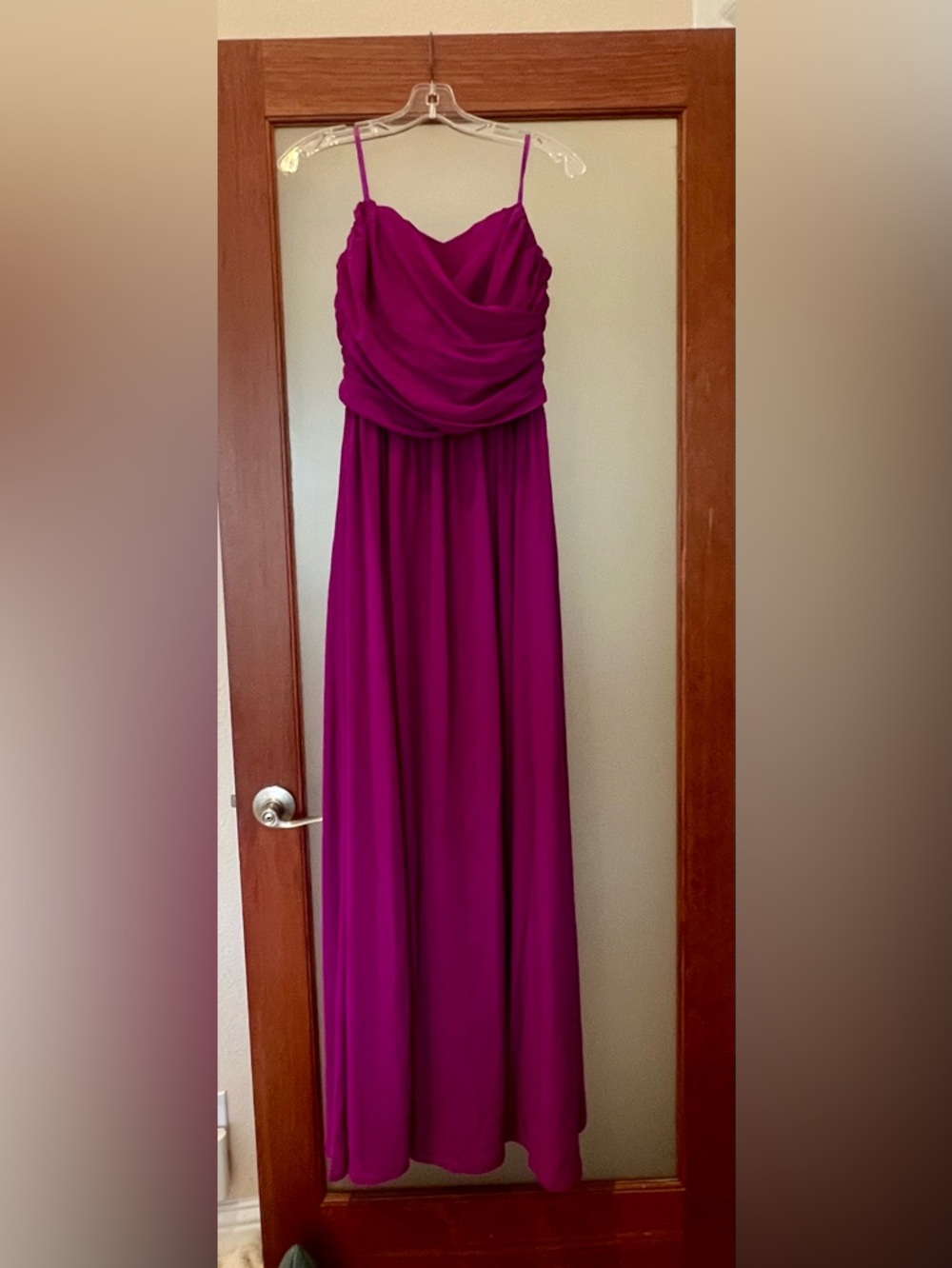 Lulu's Ruched Bodice Magenta Floor Length Dress